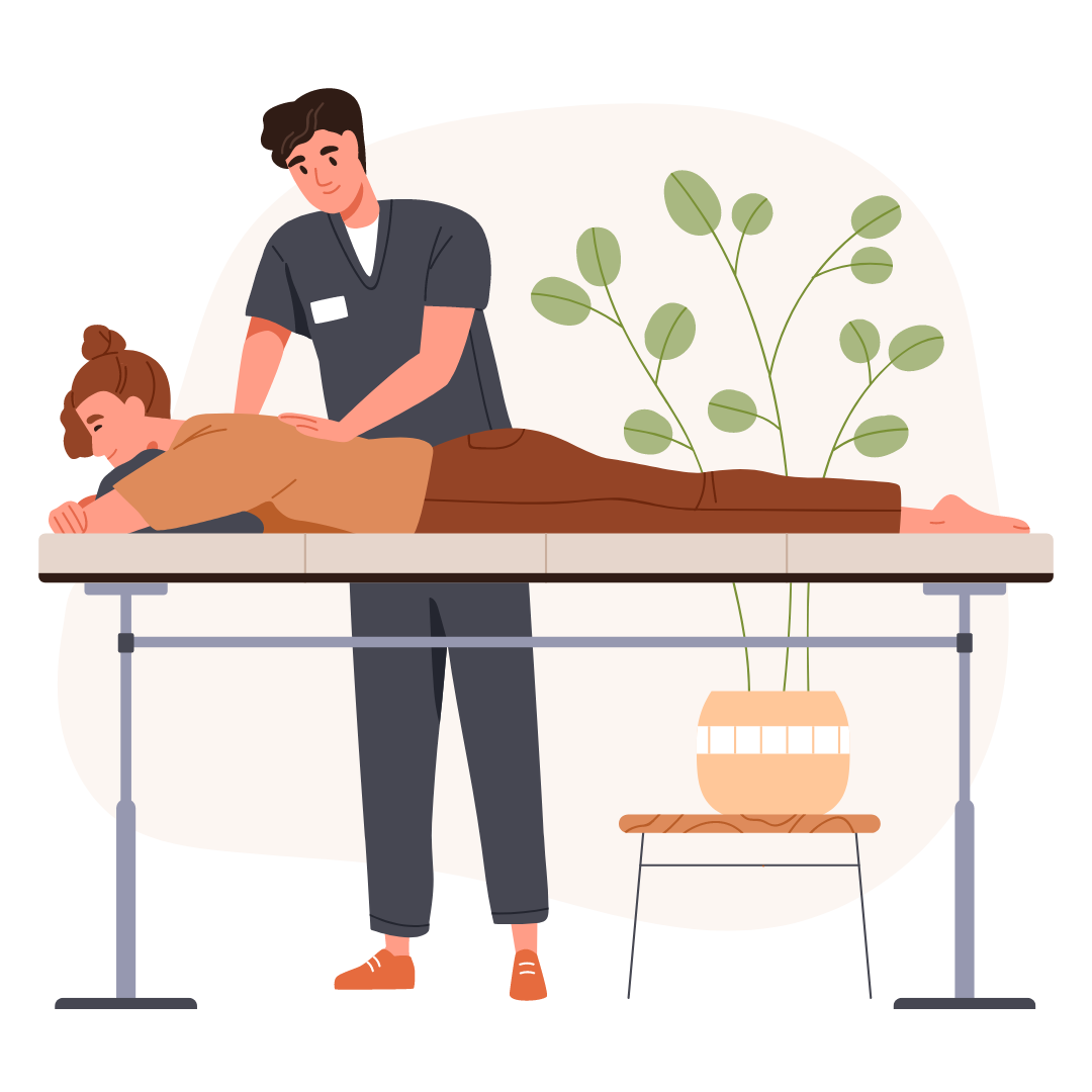 Eine Frau liegt auf dem Bauch und erhält manuelle Therapie